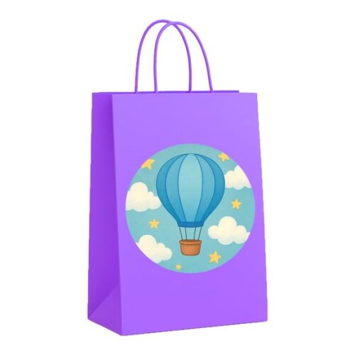 Sacola de Papel Personalizada Infantil Balão de Ar Azul