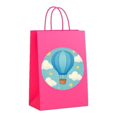 Sacola de Papel Personalizada Infantil Balão de Ar Azul