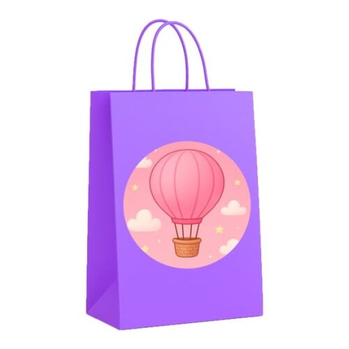 Sacola de Papel Personalizada Infantil Balão de Ar Rosa