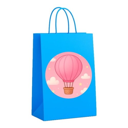 Sacola de Papel Personalizada Infantil Balão de Ar Rosa