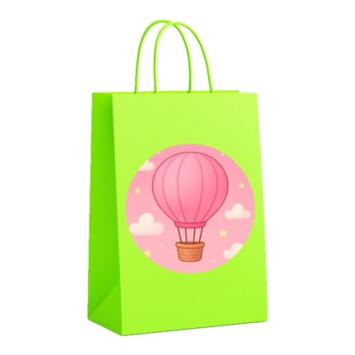 Sacola de Papel Personalizada Infantil Balão de Ar Rosa