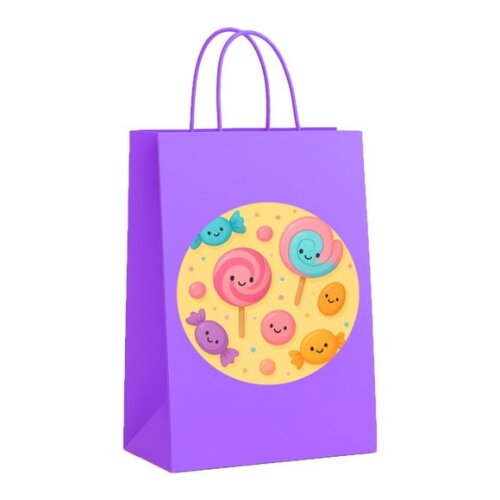 Sacola de Papel Personalizada Infantil Balas e Pirulitos
