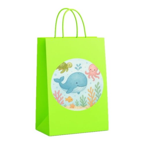 Sacola de Papel Personalizada Infantil Baleia Aquarela