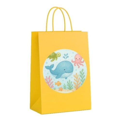 Sacola de Papel Personalizada Infantil Baleia Aquarela