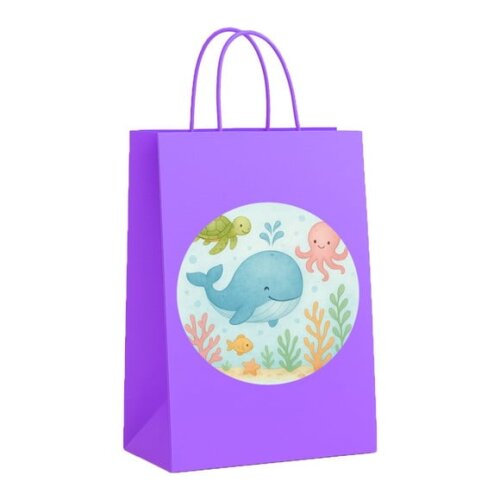 Sacola de Papel Personalizada Infantil Baleia Aquarela