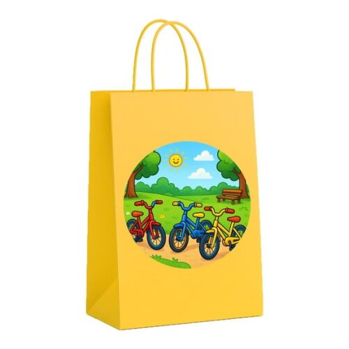 Sacola de Papel Personalizada Infantil Bicicletas Coloridas