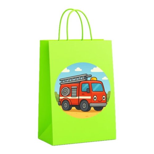 Sacola de Papel Personalizada Infantil Caminhão de Bombeiro