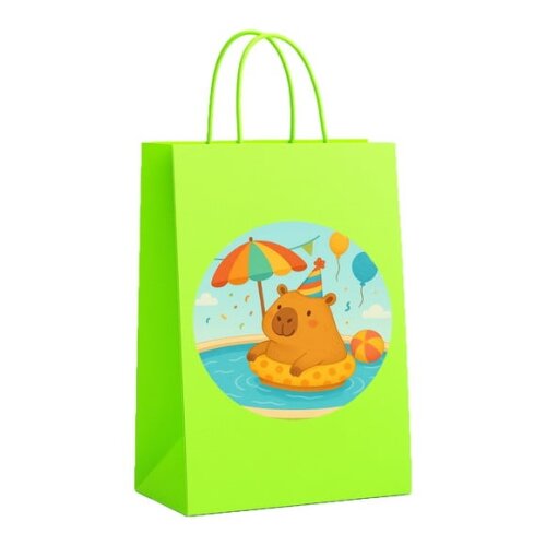 Sacola de Papel Personalizada Infantil Capivara Pool Party