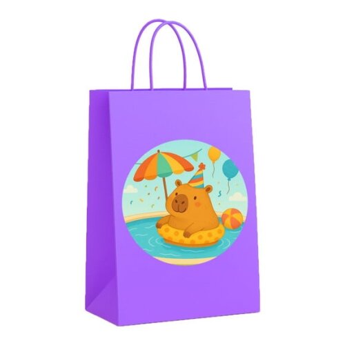 Sacola de Papel Personalizada Infantil Capivara Pool Party