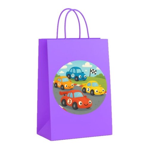Sacola de Papel Personalizada Infantil Carros de Corridas