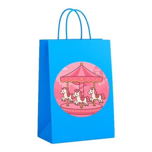 Sacola de Papel Personalizada Infantil Carrossel Rosa