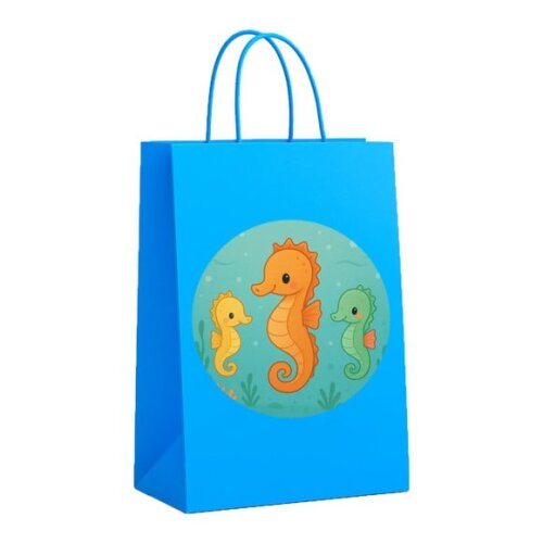 Sacola de Papel Personalizada Infantil Cavalos Marinhos