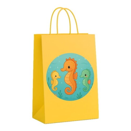 Sacola de Papel Personalizada Infantil Cavalos Marinhos