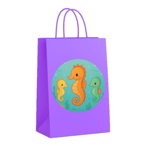 Sacola de Papel Personalizada Infantil Cavalos Marinhos