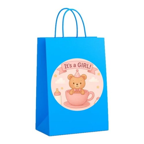 Sacola de Papel Personalizada Infantil Chá de Bebê Menina