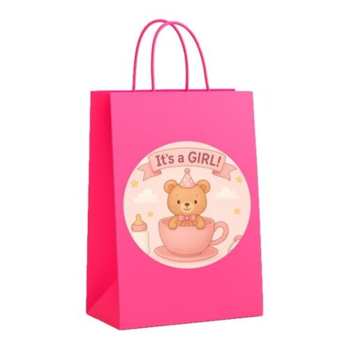 Sacola de Papel Personalizada Infantil Chá de Bebê Menina