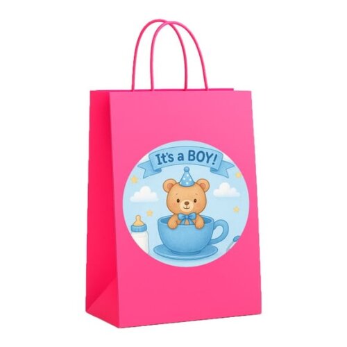 Sacola de Papel Personalizada Infantil Chá de Bebê Menino