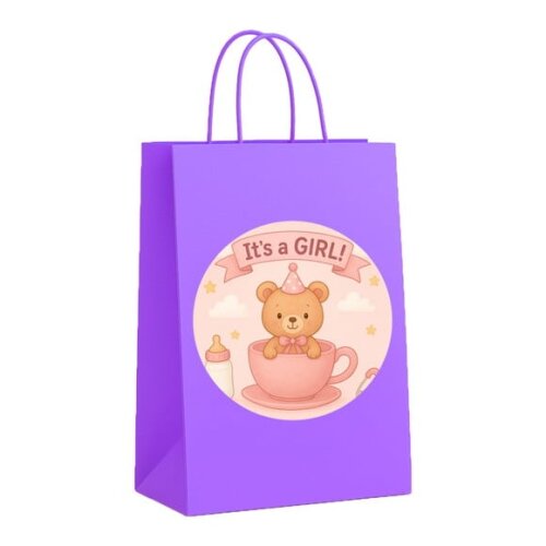 Sacola de Papel Personalizada Infantil Chá de Bebê Menina