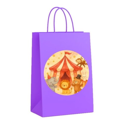 Sacola de Papel Personalizada Infantil Circo Aquarela