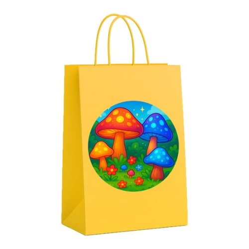 Sacola de Papel Personalizada Infantil Cogumelos Mágicos