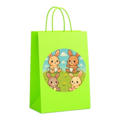 Sacola de Papel Personalizada Infantil Coelhinhos Baby