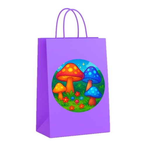 Sacola de Papel Personalizada Infantil Cogumelos Mágicos
