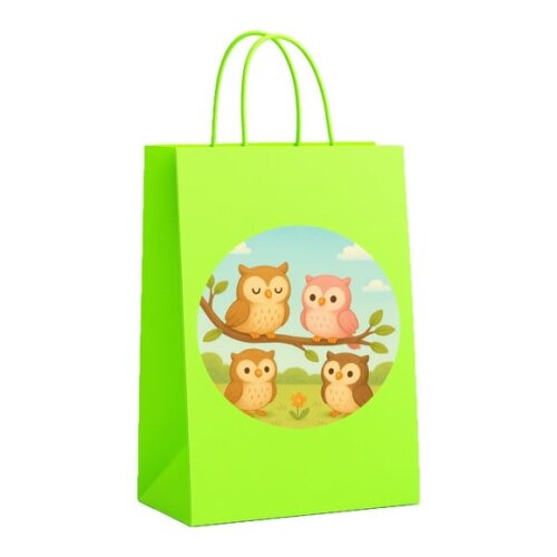 Sacola de Papel Personalizada Infantil Corujinhas