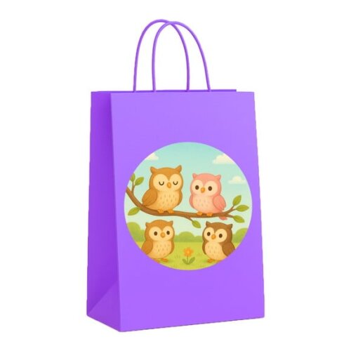 Sacola de Papel Personalizada Infantil Corujinhas