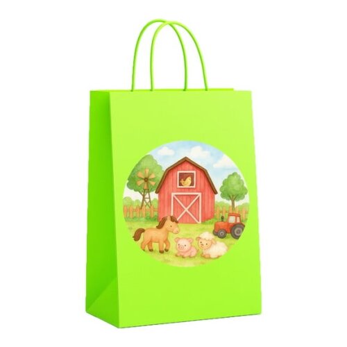 Sacola de Papel Personalizada Infantil Fazendinha Aquarela