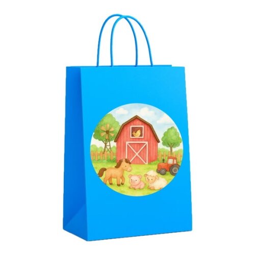Sacola de Papel Personalizada Infantil Fazendinha Aquarela