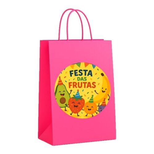 Sacola de Papel Personalizada Infantil Festa das Frutas