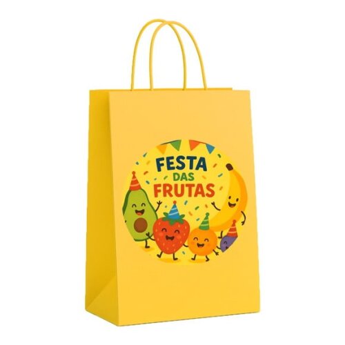 Sacola de Papel Personalizada Infantil Festa das Frutas