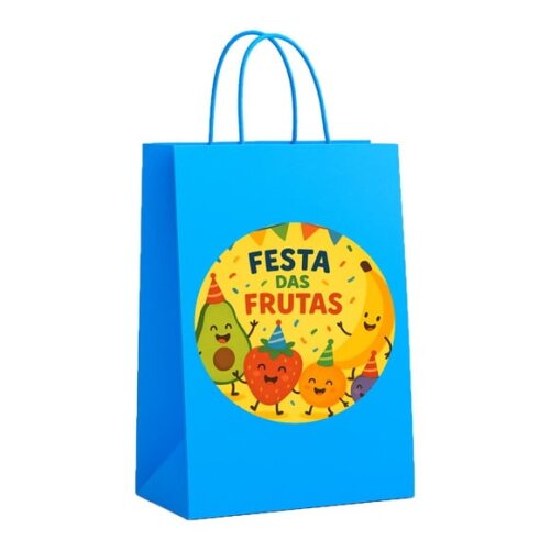 Sacola de Papel Personalizada Infantil Festa das Frutas