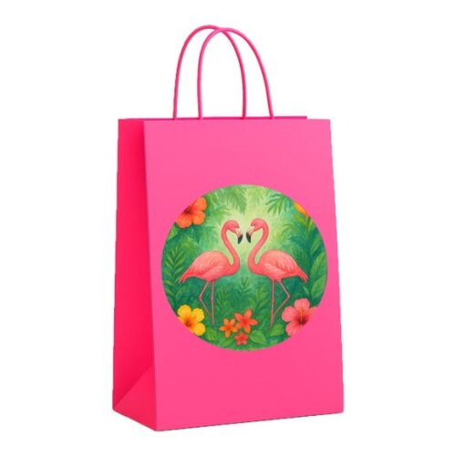 Sacola de Papel Personalizada Infantil Flamingo Aquarela