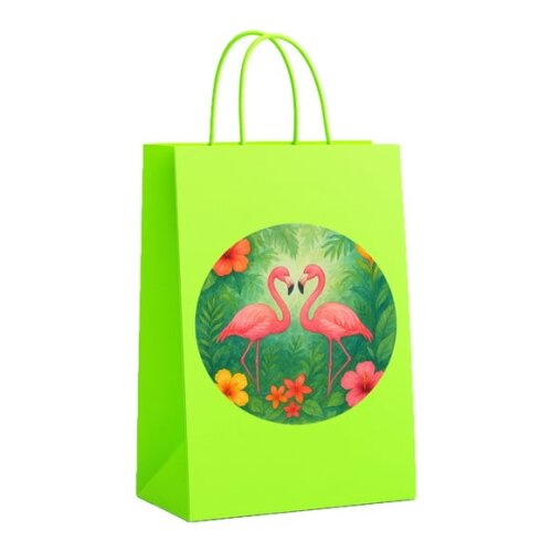 Sacola de Papel Personalizada Infantil Flamingo Aquarela