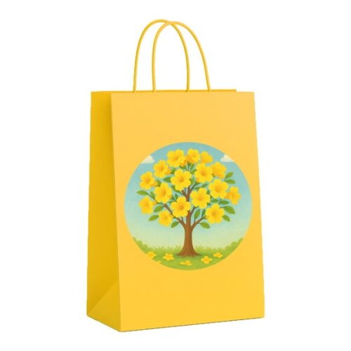 Sacola de Papel Personalizada Infantil Flor de Ipê Amarela