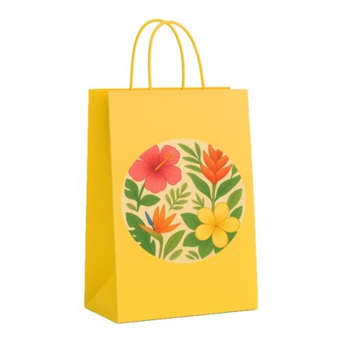 Sacola de Papel Personalizada Infantil Flores Tropicais
