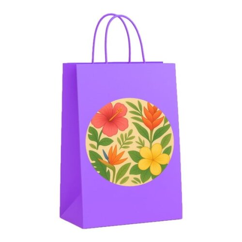 Sacola de Papel Personalizada Infantil Flores Tropicais
