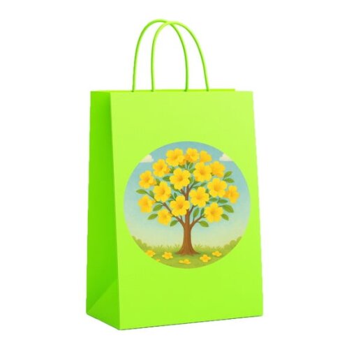 Sacola de Papel Personalizada Infantil Flor de Ipê Amarela