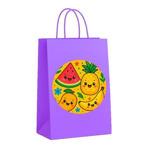 Sacola de Papel Personalizada Infantil Frutas Tropicais