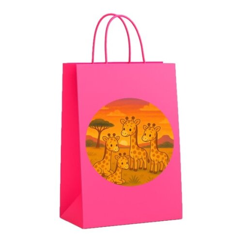 Sacola de Papel Personalizada Infantil Girafinhas
