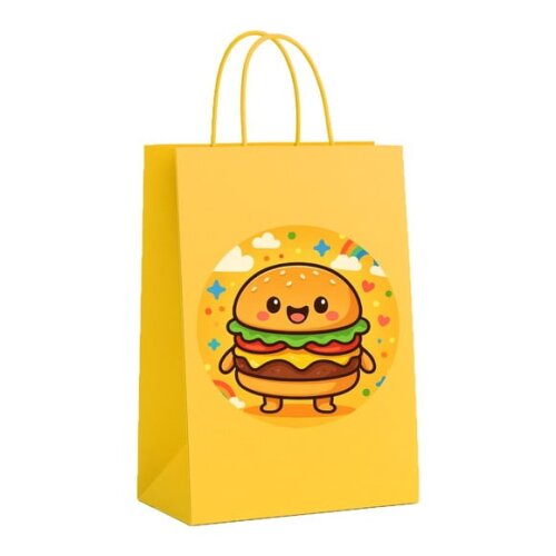 Sacola de Papel Personalizada Infantil Hambúrguer Divertido