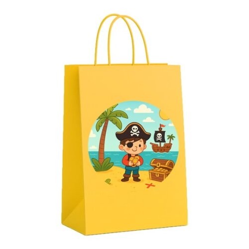Sacola de Papel Personalizada Infantil Ilha Pirata