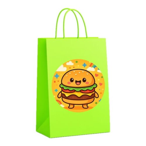 Sacola de Papel Personalizada Infantil Hambúrguer Divertido