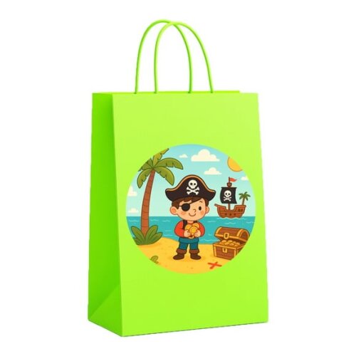 Sacola de Papel Personalizada Infantil Ilha Pirata