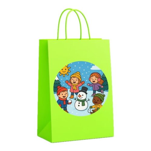 Sacola de Papel Personalizada Infantil Inverno Divertido