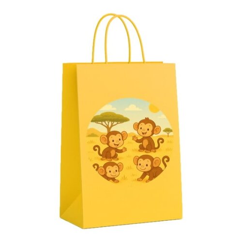 Sacola de Papel Personalizada Infantil Macaquinhos