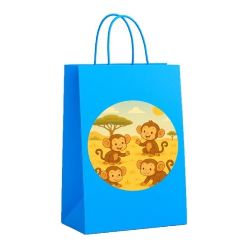 Sacola de Papel Personalizada Infantil Macaquinhos
