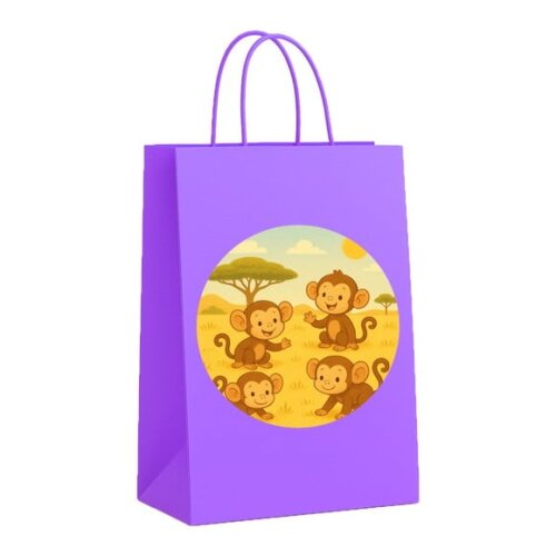 Sacola de Papel Personalizada Infantil Macaquinhos