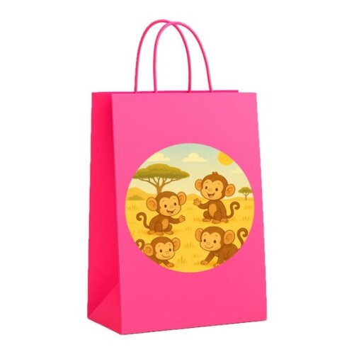 Sacola de Papel Personalizada Infantil Macaquinhos